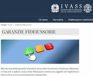 Fideiussioni false: elenco imprese assicurative ramo cauzioni sul sito IVASS garanzie finanziarie