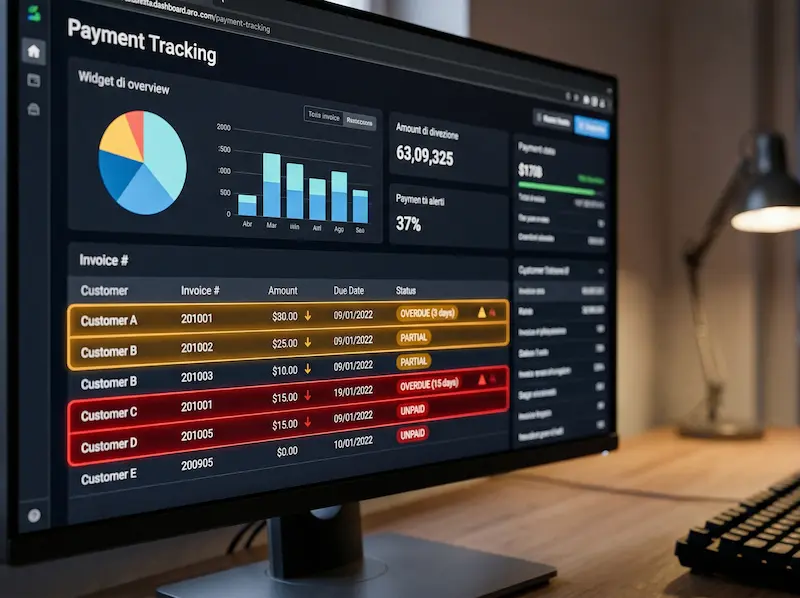 Dashboard di monitoraggio pagamenti per il controllo del rischio di credito commerciale