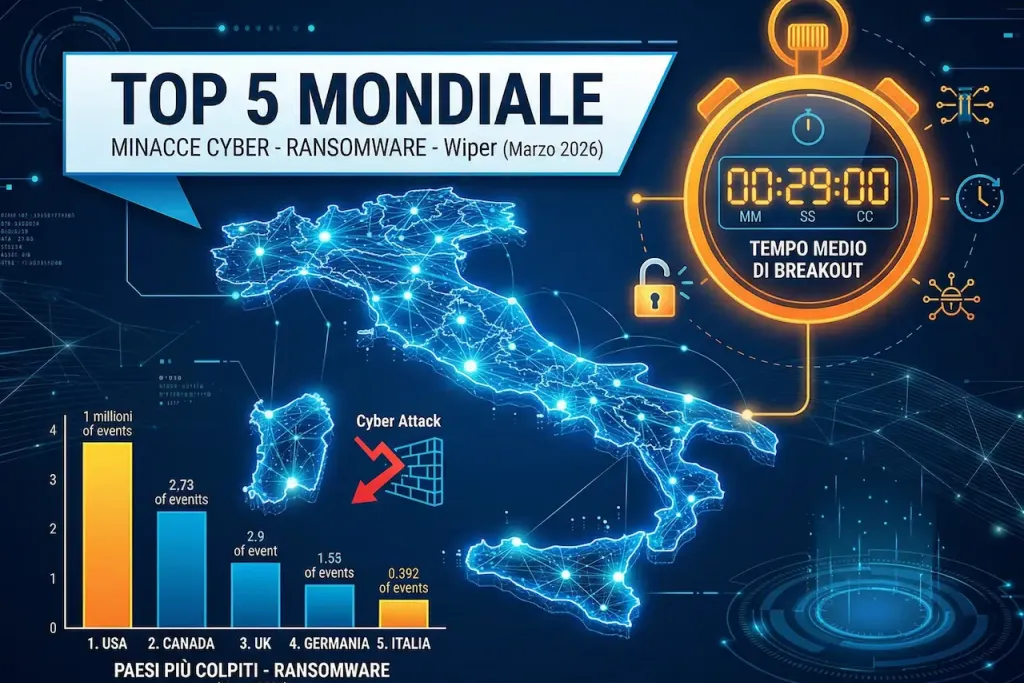 Infografica Cyber Threat 2026 Italia - Breakout Time 29 minuti