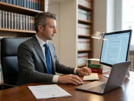 RC Professionale Avvocati AI: avvocato che verifica un atto processuale generato con intelligenza artificiale in studio legale italiano