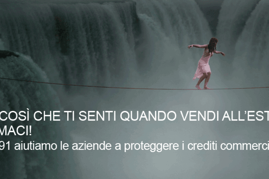 Espandersi in nuovi mercati - Donna su fune metafora rischio di vendere all'estero.