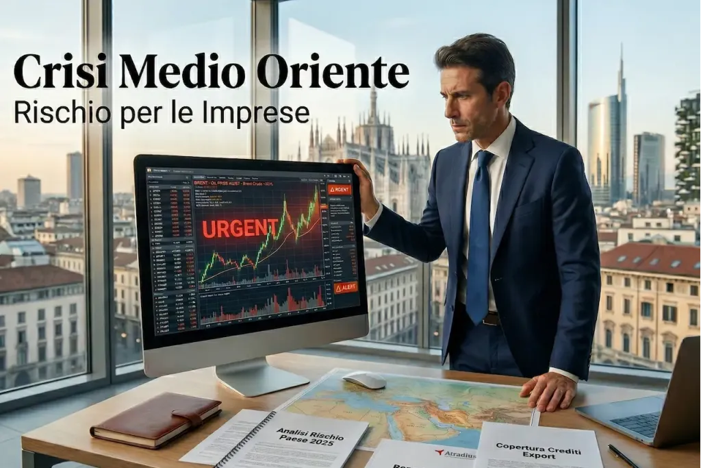 Assicurazione Credito - Broker assicurativo analizza rischi crisi Medio Oriente e blocco Stretto di Hormuz per le imprese