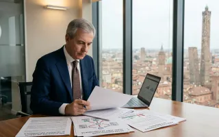 NIS 2 responsabilità penale: manager IT esamina documenti di cybersecurity in sala consiglio