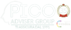 logo Pico Adviser Group 35 anni ti assicura dal 1991 bianco trasparente